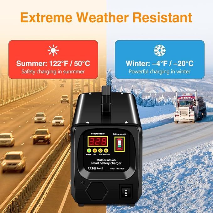 Outerman Car Battery Charger, 24V/12V Fully-Automatic Battery Charger - Image 5