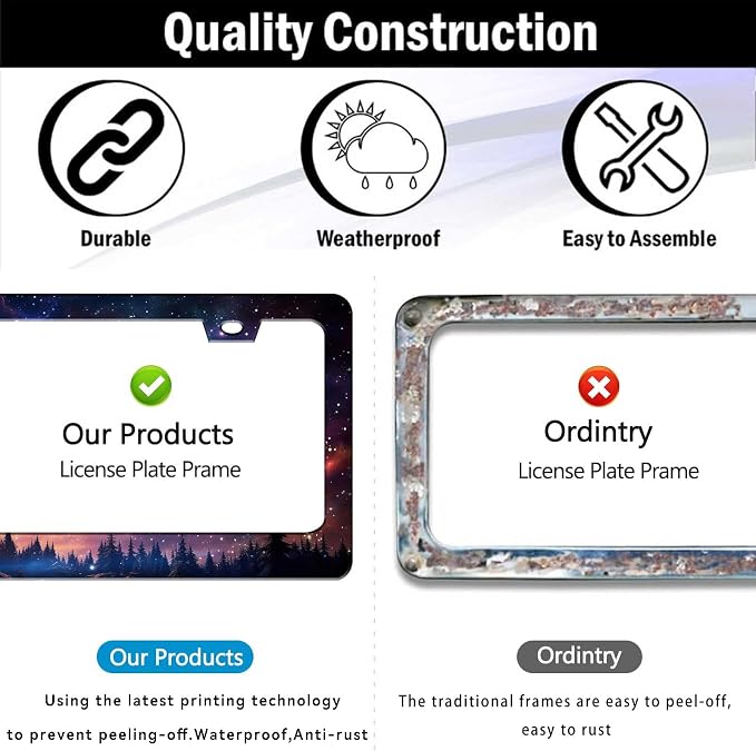 Galaxy License Plate Frame for Women Men 2 Pack-Heavy Duty Rustproof Aluminum - Image 5