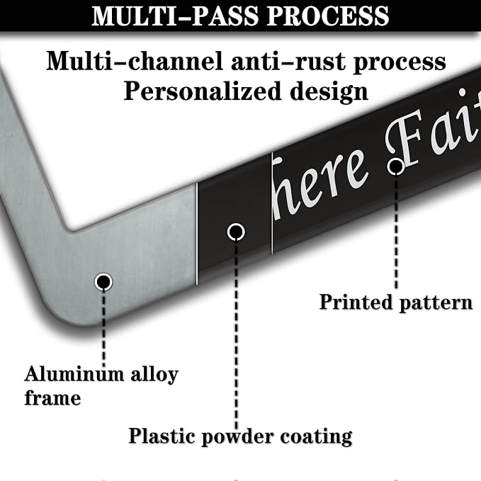 License Plate Frames Black and White Car Plate Frame Fear Ends When Faith - Image 5