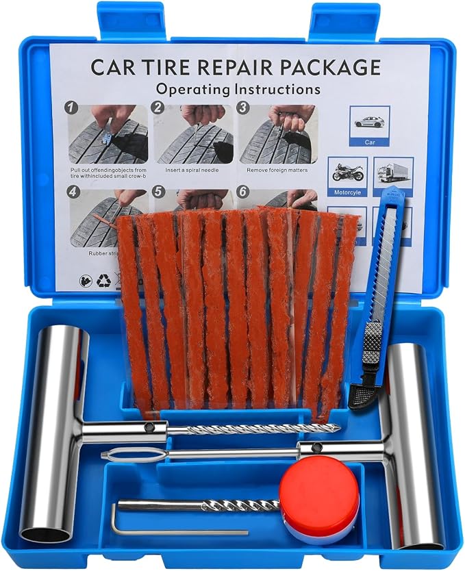 BETOOLL Universal Tire Repair Kit, Heavy Duty 22 Pcs Emergency Tire Plug Kit by BETOOLL