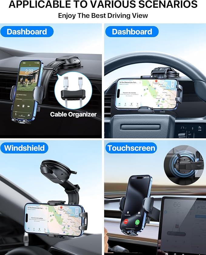 YRU Cell Phone Holder for Car Dashboard Windshield Phone Stand for iPhone16 15 - Image 7