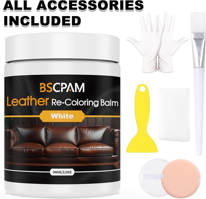White Leather Recoloring Balm, 12oz Leather Color Restorer - Image 7