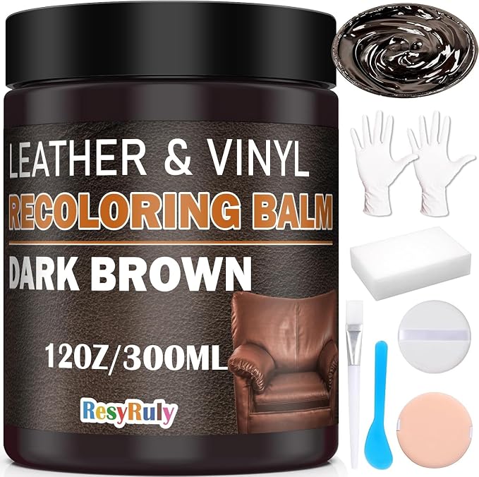 Leather Recoloring Balm Dark Brown Leather Dye Vinyl Paint Car Interior Seat by ResyRuly