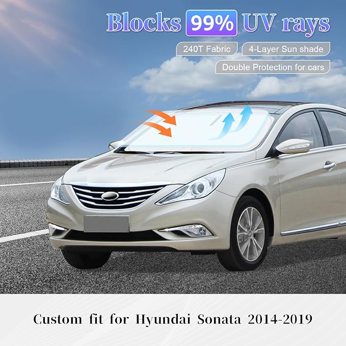 Sun Shade Sunshade for Hyundai Sonata Windshield Cover, 4-Layer Front Window - Image 2