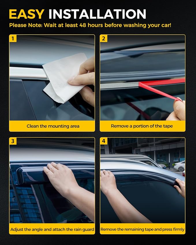 Rain Guards for Car Windows, Tape-On Window Visors Rain Guards Fit for Ford - Image 5