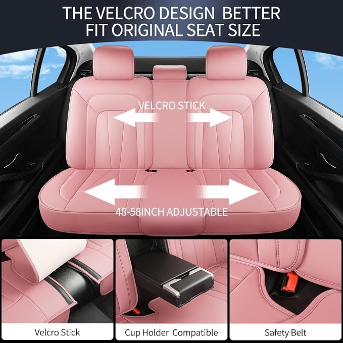 Pink Car Seat Covers, 5 Seats Universal Seat Covers - Image 4
