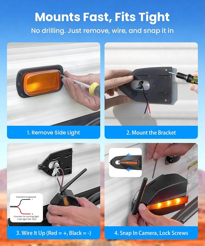 AUTO-VOX RV Backup Camera Wireless System: Left/Right Side Cameras, Adjustable - Image 6