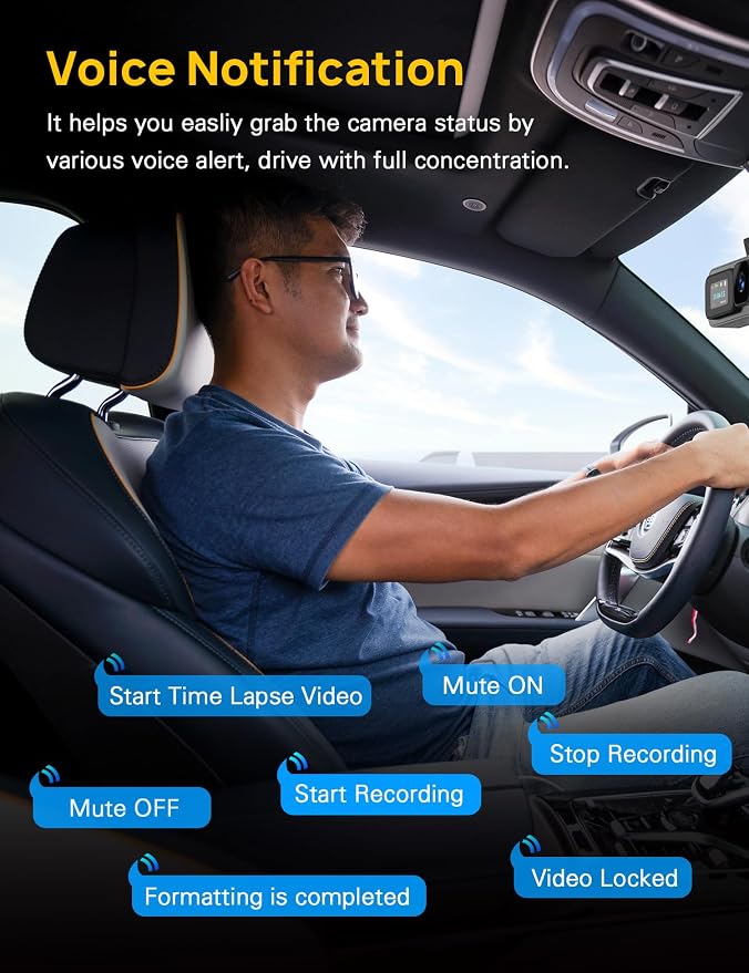 3 Channel 4K Dash Cam Front and Rear Inside, Built-in 5G WiFi, 4K+1080P+1080P - Image 9