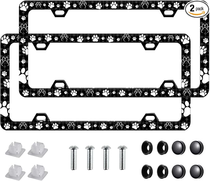 2 Pieces Paw Print License Plate Frames by Unknown