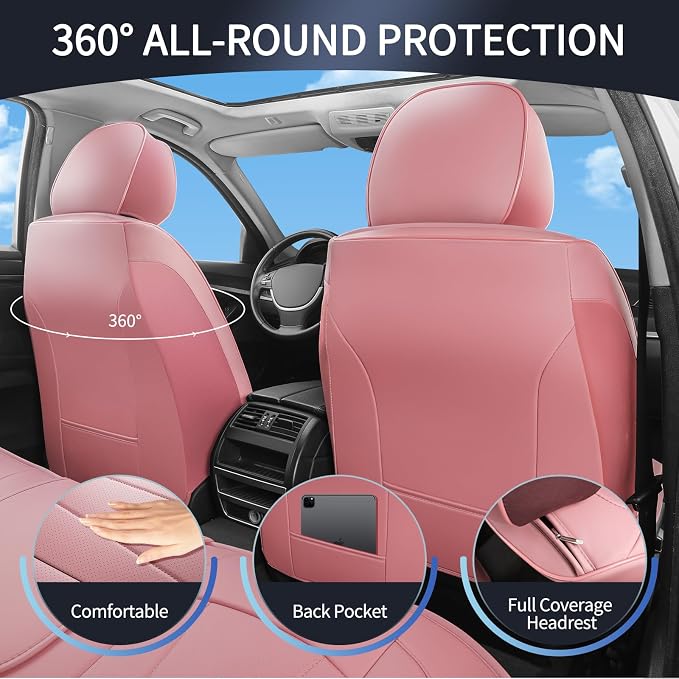 Pink Seat Covers for Cars, Front Seats Universal Fit for SUV, Sedans and Trucks - Image 2