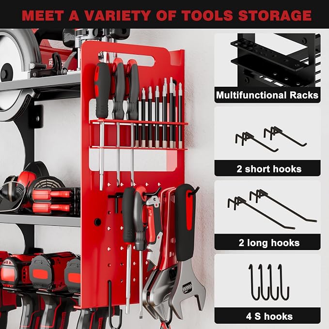 64" Power Tool Organizer Wall Mount, 16 Slots, 3-Tier Drill & Cordless Tool - Image 3