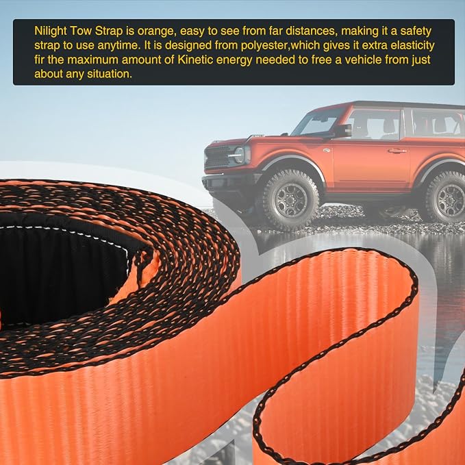 Nilight 3" x 8' Tree Saver Tow Strap Lab Tested 31, 500lbs Break Strength Heavy - Image 6