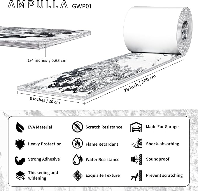 Ampulla GWP01 Marble Grain Garage Wall Protector Car Door Protectors, Garage - Image 2