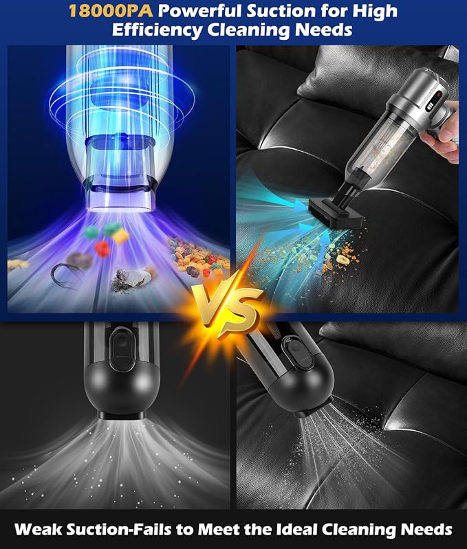 WADEO Car Vacuum Portable Cordless 18000PA, 4-in-1 Handheld Vacuum Cleaner and - Image 7