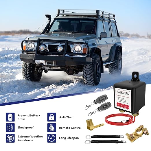 Car Remote Battery Disconnect Switch 12V, 250A Top Post Negative Battery Shut - Image 2