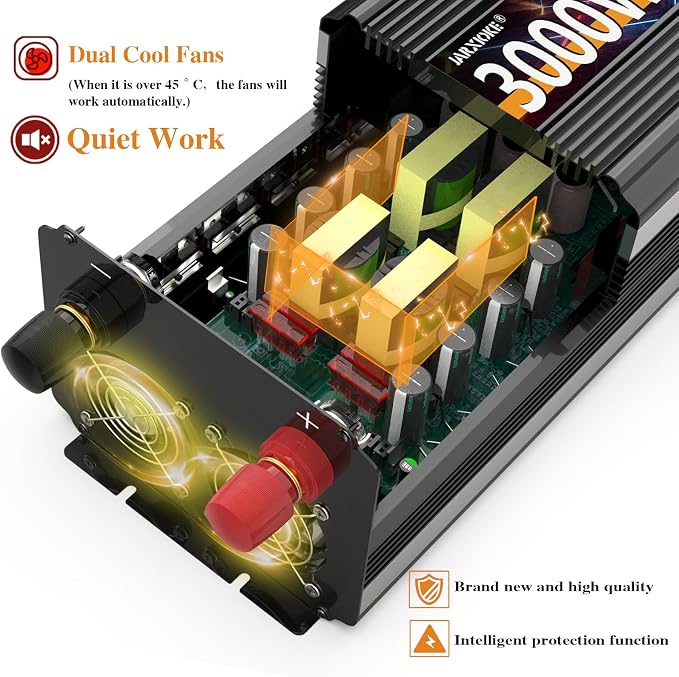 3000W Power Inverter 12V DC to AC 110V/120V 6000W Converter 3 sockets car - Image 3