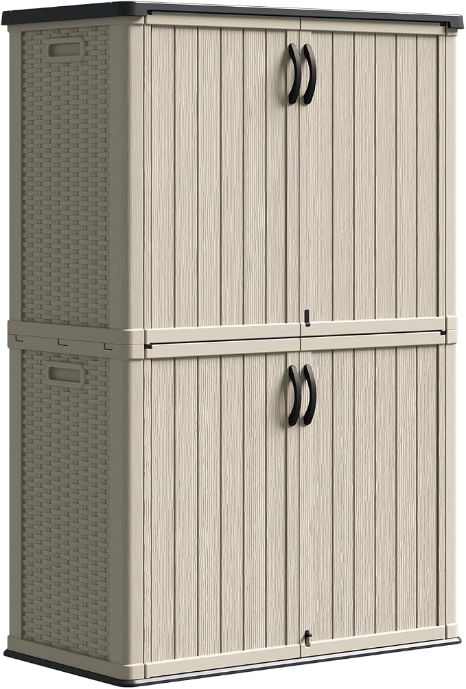 Patiowell 50 cu.ft Plastic Outdoor Storage Shed, Lockable Waterproof Resin by Patiowell