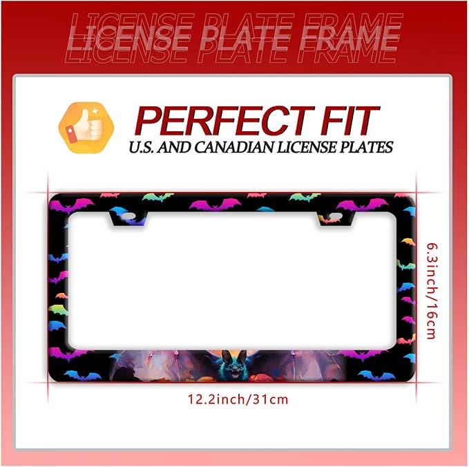 Bat License Plate Frame Funny Gothic License Plate Frames Stainless Steel - Image 7