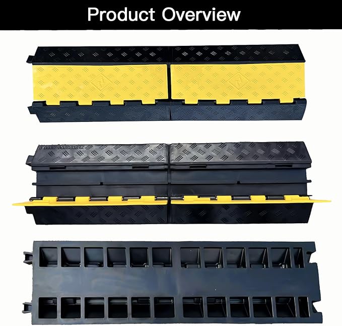 Foldable 2 Channel Rubber Cable Protector, 22000Lbs Load Capacity Wire Hose - Image 3