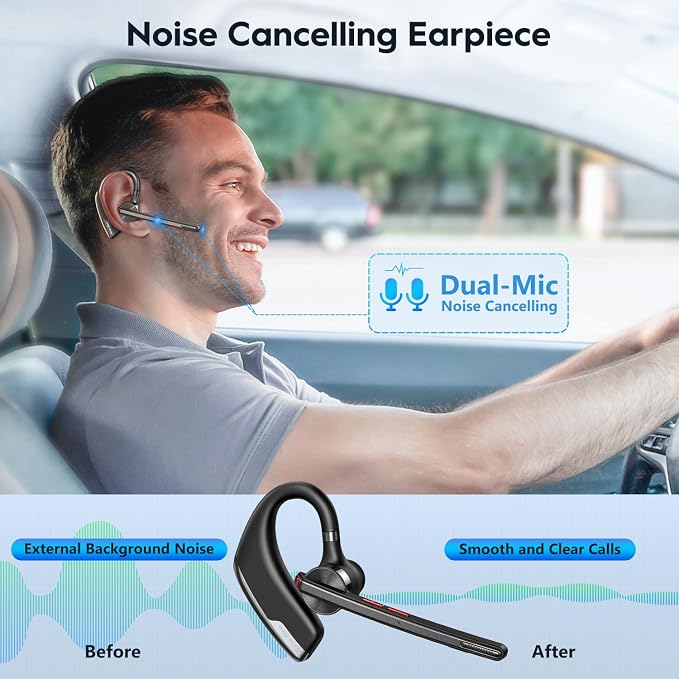 New bee Bluetooth Headset, Wireless Bluetooth Earpiece - Image 3