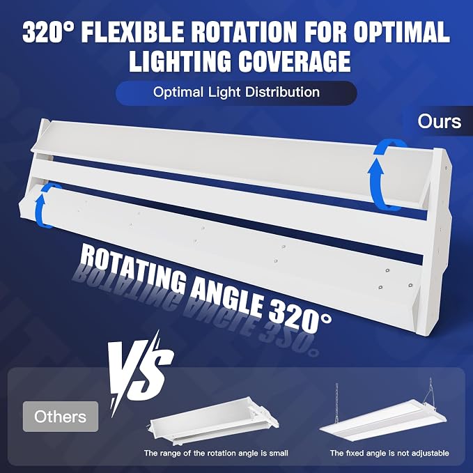 JTT 300W LED Linear High Bay Light, 45000LM Linear High Bay Shop Light - Image 4