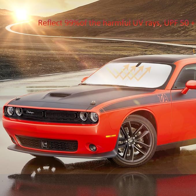 Windshield Sun Shade for 2015-2024 2025 Dodge Challenger Accessories Front - Image 2