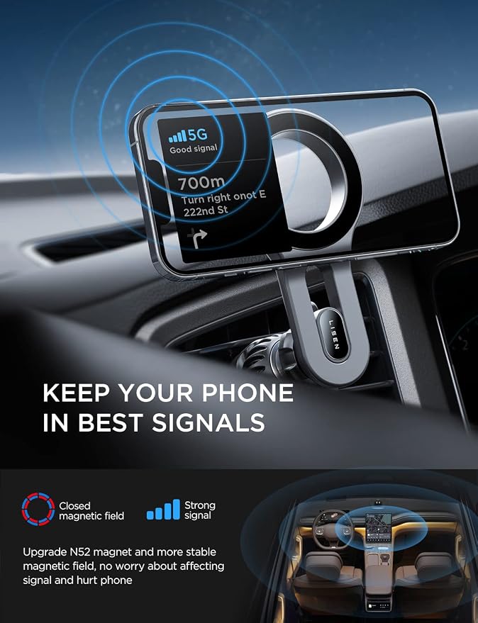 LISEN for MagSafe Car Mount Magnetic Car Phone Mount, Air Vent Phone Holder Car - Image 8