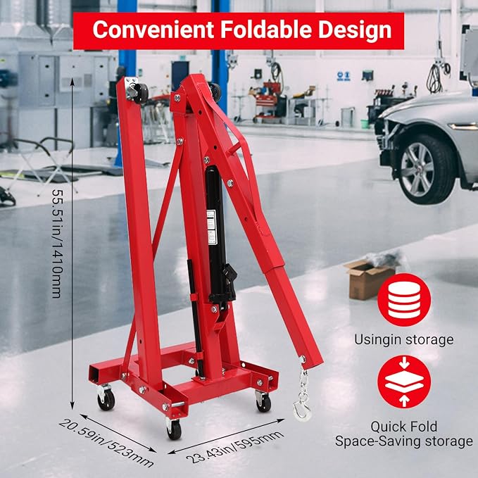 Engine Hoist 2 Ton, Cherry Picker Engine Hoist, Folding Hydraulic Tilting - Image 6