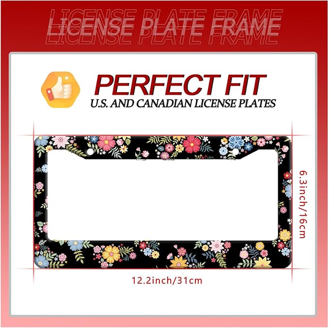 Colorful Flowers License Plate Frame Beautiful Floral License Plate Frames - Image 7