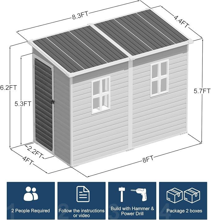 8x4 FT Resin Storage Shed with Floor Window - Image 7