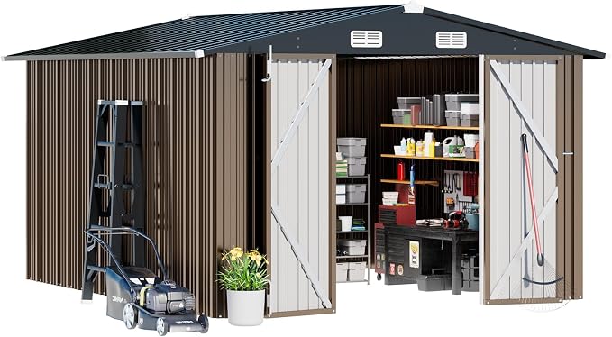COMHOMA Shed Outdoor Storage Shed Metal, Lockable Doors Tool Sheds - Image 3