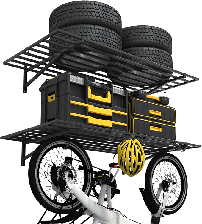 2-Pack 2×4ft Steel Garage Wall Shelving, 500lbs Each Load Capacity, Tool & by YACIENTE