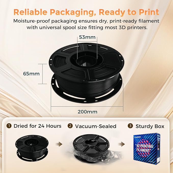 FLASHFORGE PLA Filament 1.75mm +/- 0.02mm, Matte Black 3D Printer Filament 1kg - Image 7