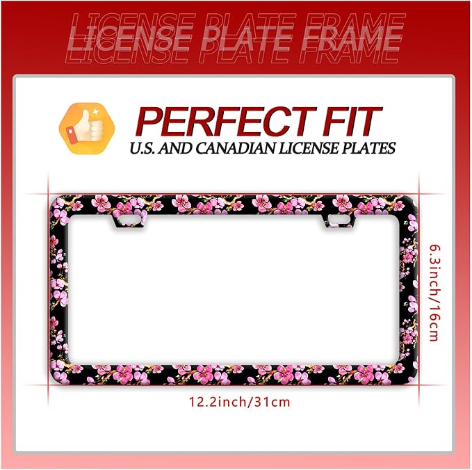 Cherry Blossom License Plate Frame Pink Flowers License Plate Frames Funny - Image 7