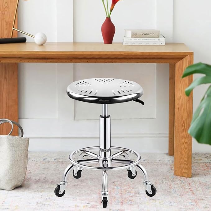 Rolling Stool, Stainless Steel Workbench Stool, Adjustable Swivel Stool Medical - Image 2
