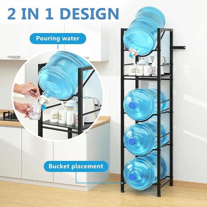 2-In-1 5 Gallon Water Jug Holder, 5 Tier Water Jug Stand Holder - Image 2