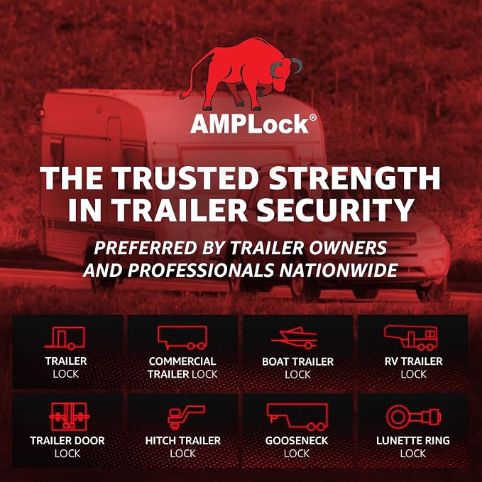 AMPLock - U-LPCVR Heavy Duty 5th Wheel Lock, Patented Cylinder Lock, Travel - Image 7