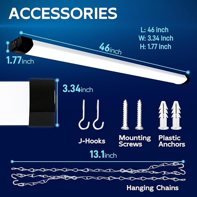 hykolity 4FT 120W LED Shop Light Linkable, 5000K Utility Shop Lights - Image 6