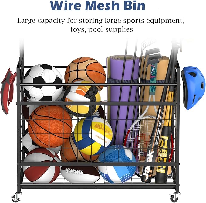 smusei Sports Equipment Organizer Garage Basketball Ball Holder - Image 4