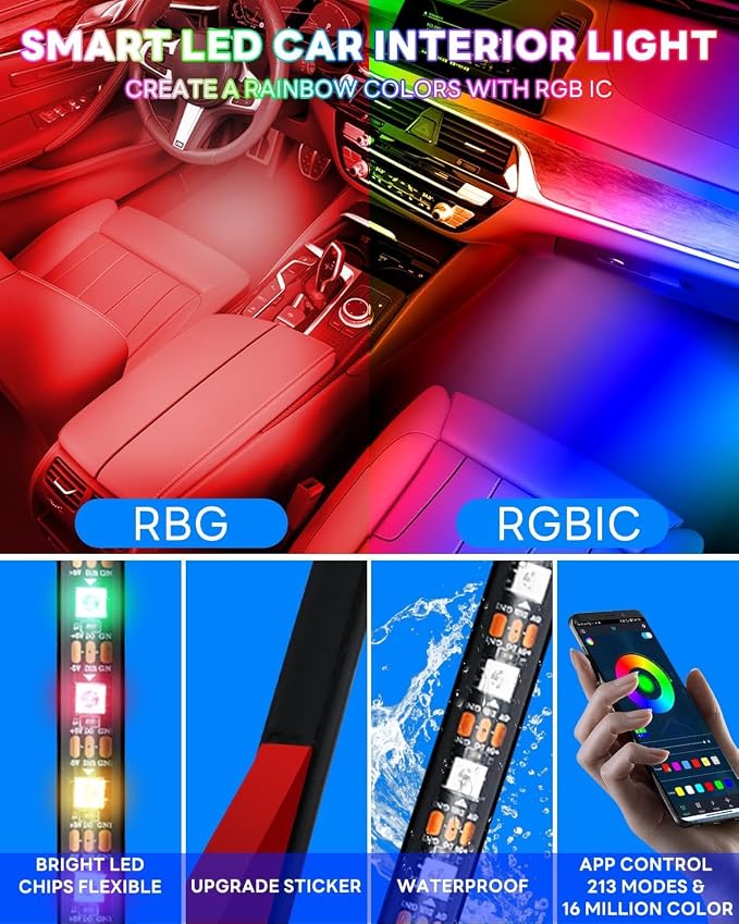 RGB Dream Color Interior Car Strip Lights - Image 9