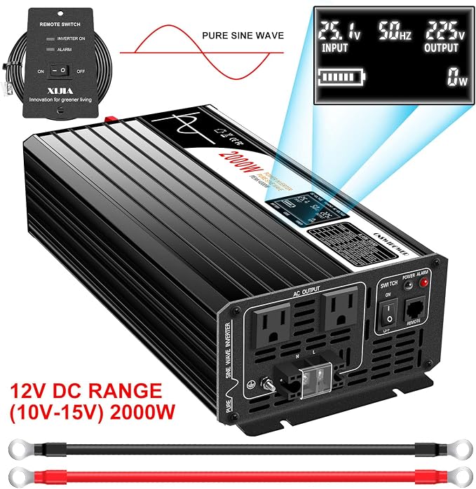 Xijia Pure sine Wave Inverter 2000w Power Inverter dc 12v to 110v 120V ac rv - Image 2