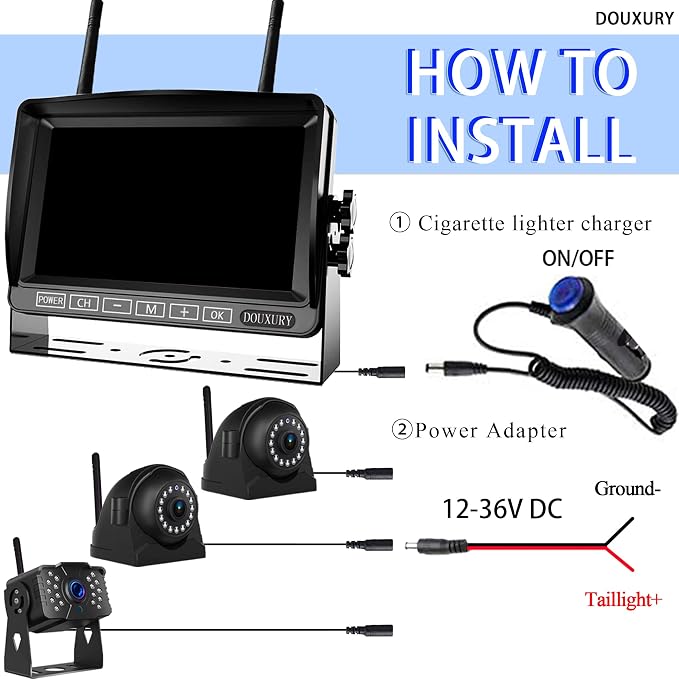 Wireless Backup Camera for RV Truck Trailer Camper Bus 5th Wheel 3 Rear/Side - Image 8