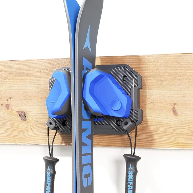 Ski & Snowboard Wall Rack for Garage Wall Fits Any Ski/board, Ski Wall Mount by SkifavsSkiWallMount