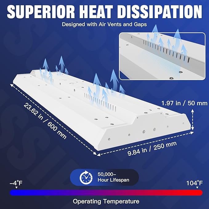 JTT LED Linear Shop Lights 200/150/100W, 30000LM 360° Adjustable Led High Bay - Image 4