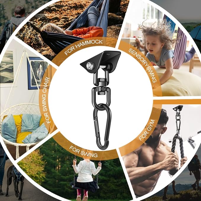 Porch Swing Hanging Kit, 360°Rotating 1200 lb Capacity Hanger - Image 7