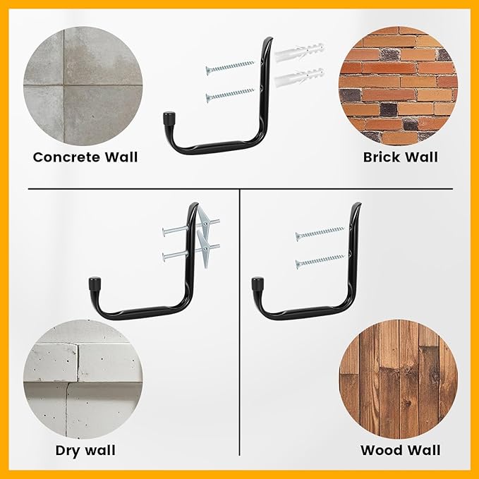 8-Pack Heavy Duty Garage Hook for Hanging 50 lbs, J Utility Hooks for Garage - Image 4