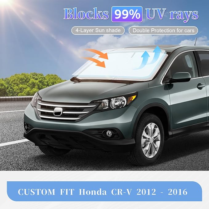 for Honda CR-V CRV 2012-2016 Sun Shade Sunshade Windshield Cover, 4-Layer Front - Image 2