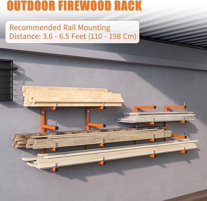 4-Pack Lumber Storage Rack, Wood Storage Racks Wall Mount, Heavy Duty Garage - Image 6