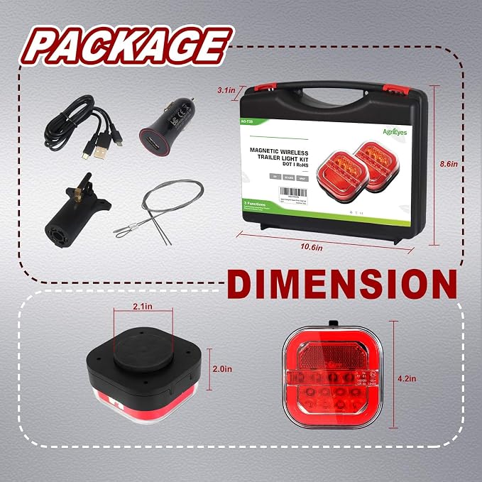 Agrieyes Halo Wireless Trailer Lights, 2 Mounting Options Magnetic Trailer Light - Image 5