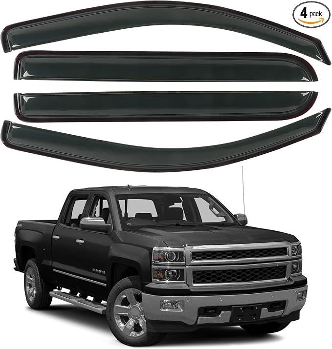 Rain Guards for 2014-2018 Chevrolet Silverado & GMC Sierra 1500 Crew Cab by CHYKORLA